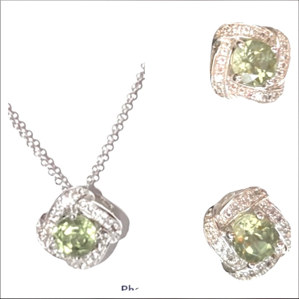 HP💘Peridot 925 Sterling Silver Necklace and Earring Set